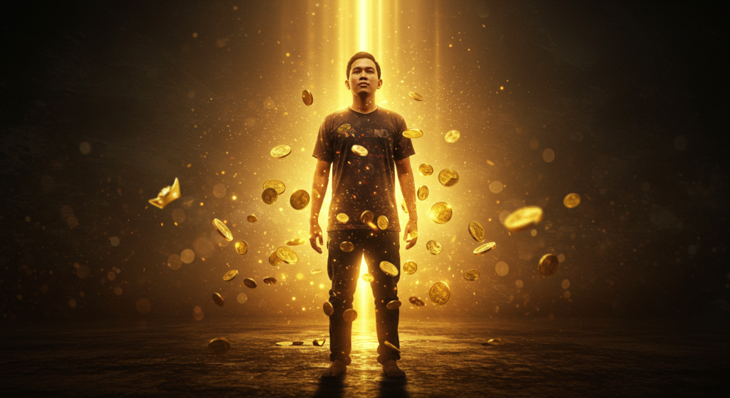 Ilustrasi motivasi pikiran positif dan mental kaya untuk selalu beruntung, menarik rezeki berlimpah, oleh EDI-LC Eksplorasi Diri Indonesia Learning Center